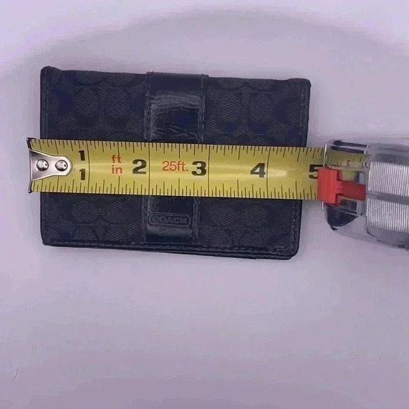 Coach Small Wallet- Black Coach Signature Logo Fabric with Black Patent - Picture 9 of 9